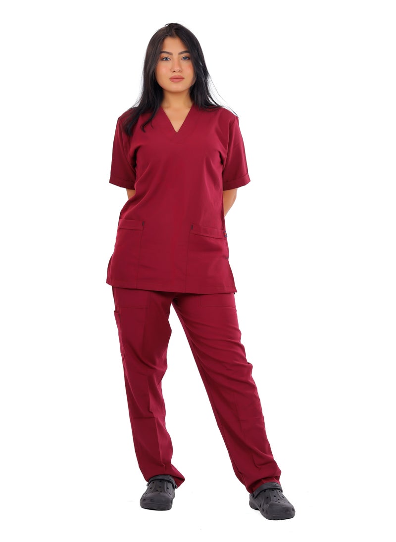 APEX Classic Scrub 1/2 Sleeve Female Crimson LIN  - Image 1