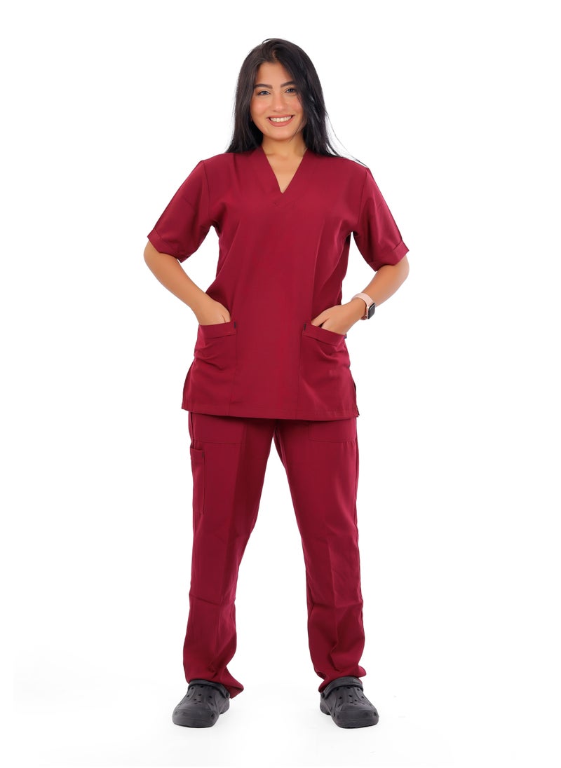 APEX Classic Scrub 1/2 Sleeve Female Crimson LIN  - Image 2