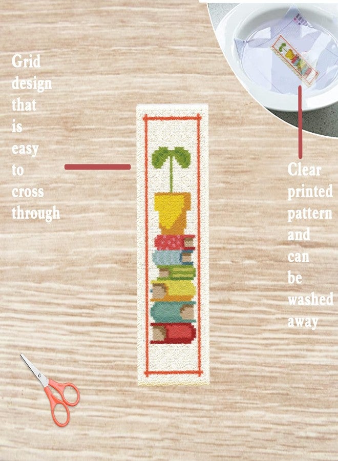FREEBLOSS 6 Set Cross Stitch Bookmark Kit Cross Stitch Kit Cute Stamped Embroidery Bookmark with Instruction for Adults DIY Stitching Kits 8''x2.4'' - Image 3