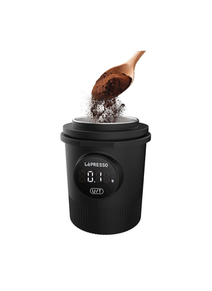ليبرسو كوب القياس الذكي Barista Mate بمقياس دقيق 0.1 جرام / 58 مم جاهز لمرشح القهوة / كوب من الفولاذ المقاوم للصدأ / مقياس استشعار ذكي / قياس متعدد الوحدات - أسود  - Image 1