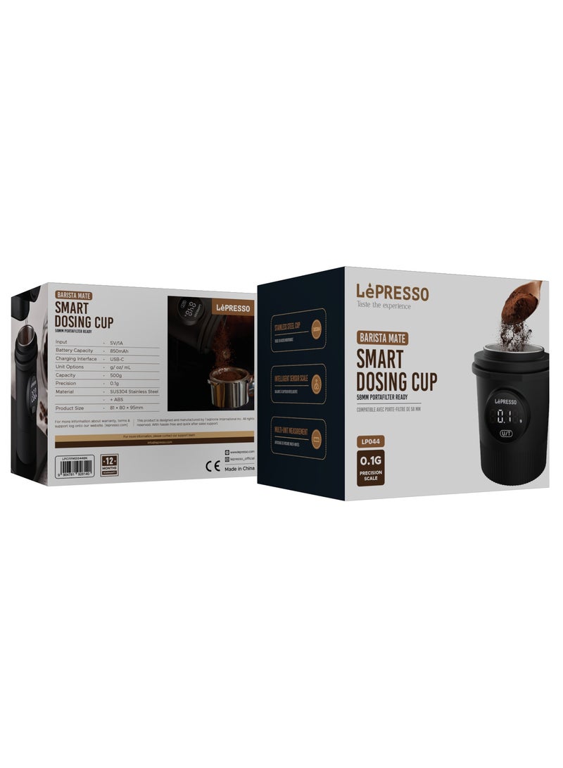 ليبرسو كوب القياس الذكي Barista Mate بمقياس دقيق 0.1 جرام / 58 مم جاهز لمرشح القهوة / كوب من الفولاذ المقاوم للصدأ / مقياس استشعار ذكي / قياس متعدد الوحدات - أسود  - Image 5