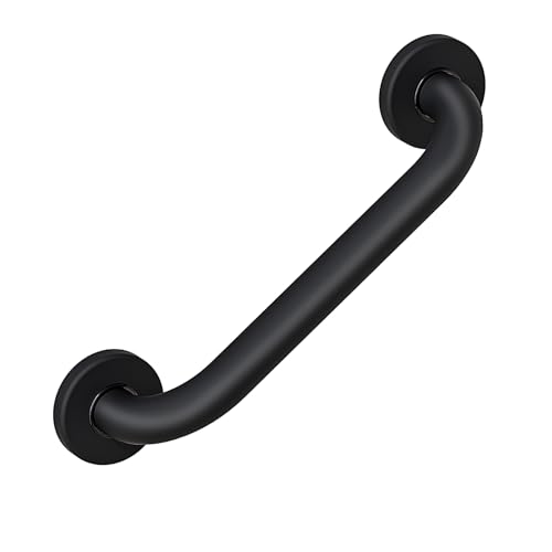 ROTHLEY 12 Inch Grab Bar for Bathtubs and Showers Stainless Steel Shower Grab Bar Wall Mounted Shower Handle with Concealed Screws for Handicapped Elderly and Seniors Matte Black - Image 1