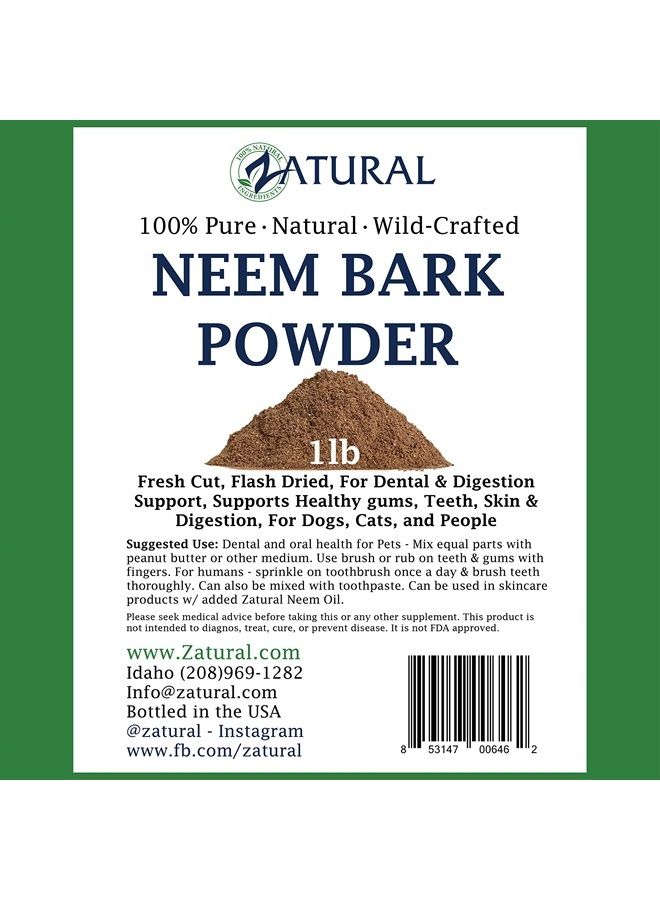 Zatural Neem Bark Powder 16ounce-Dental and Digestion Support-Tooth Powder-Pure Neem Bark Powder  - Image 3