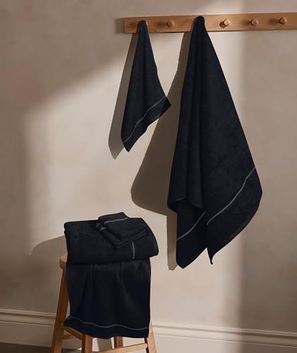 My own MyOwn Ultra Soft 6 Pack Cotton Towel Set, Contains 2 Bath Towels 28x55 inch, 2 Hand Towels 16x24 inch & 2 Wash Coths 12x12 inch, Ideal Everyday use, Compact & Lightweight - Black - Image 3