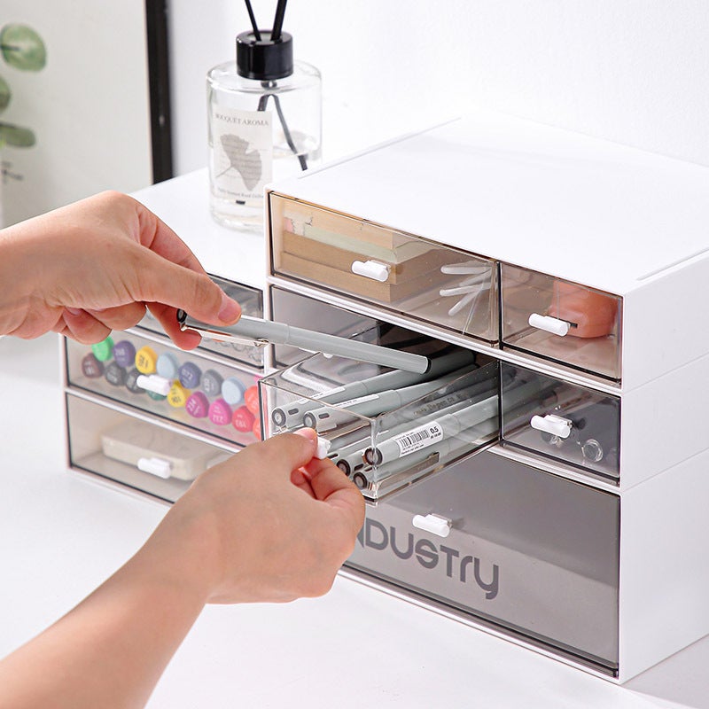 Desktop Storage Box Computer Elevated Shelf Transparent Drawer Compartment Combination Organizing Acrylic Box Multi-Layer Makeup Box - Image 4