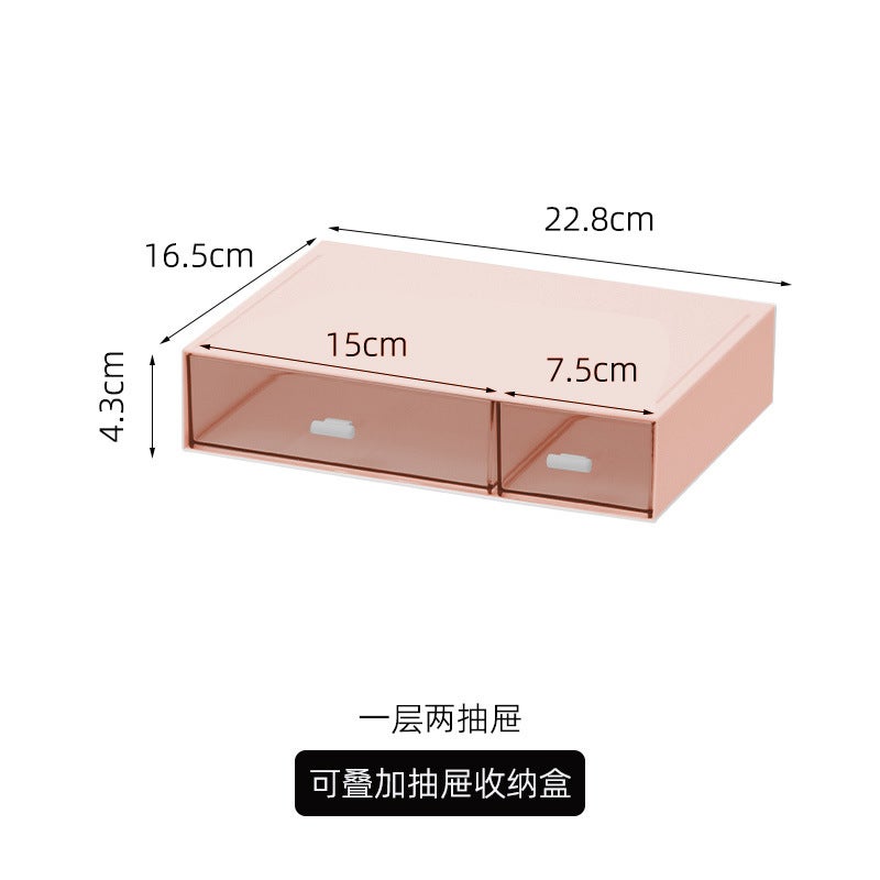 Desktop Storage Box Computer Elevated Shelf Transparent Drawer Compartment Combination Organizing Acrylic Box Multi-Layer Makeup Box - Image 1