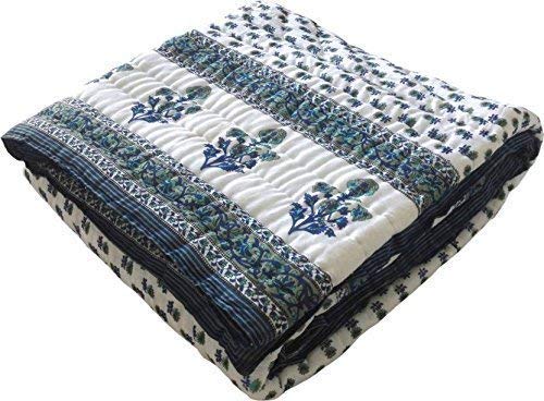 SVT SVT Traditional Famous Jaipuri Beautiful Floral Print in Multi Blue mughal Print Jaipuri Rajai/Razai/Quilt King Size/King Size Bed Quilt/Comforter/AC Quilt/AC Comforter  - Image 2