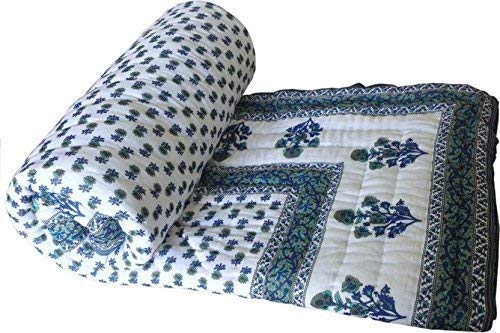 SVT SVT Traditional Famous Jaipuri Beautiful Floral Print in Multi Blue mughal Print Jaipuri Rajai/Razai/Quilt King Size/King Size Bed Quilt/Comforter/AC Quilt/AC Comforter  - Image 3