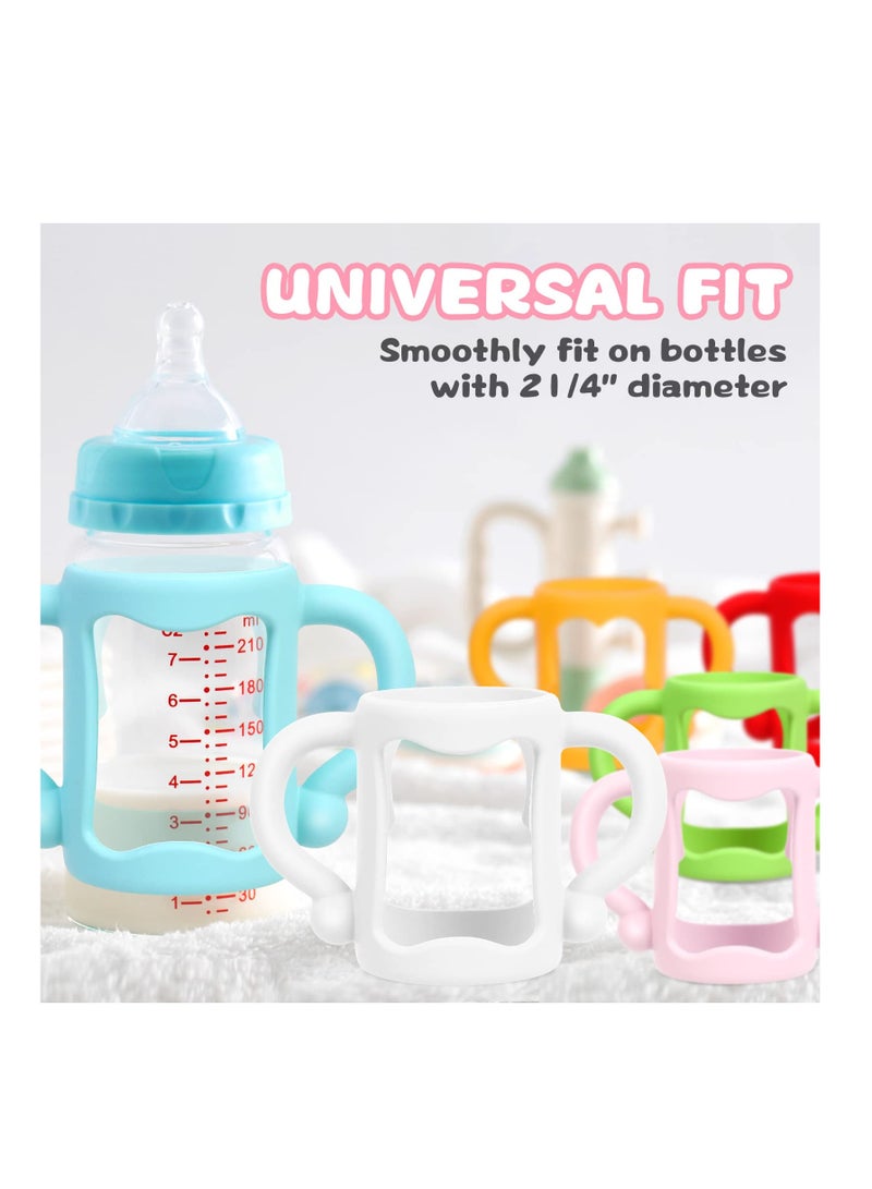 SOLARAE 6 Pack Baby Bottle Handles, 100% Silicone Baby Bottle Handles, Easy Grip Handles to Hold Their Own Bottle, BPA-Free Soft Silicone (six colors) - Image 2