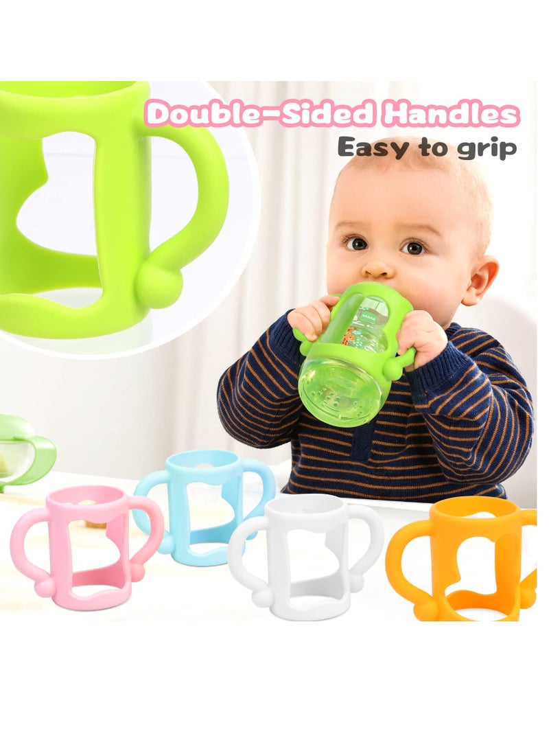 SOLARAE 6 Pack Baby Bottle Handles, 100% Silicone Baby Bottle Handles, Easy Grip Handles to Hold Their Own Bottle, BPA-Free Soft Silicone (six colors) - Image 5