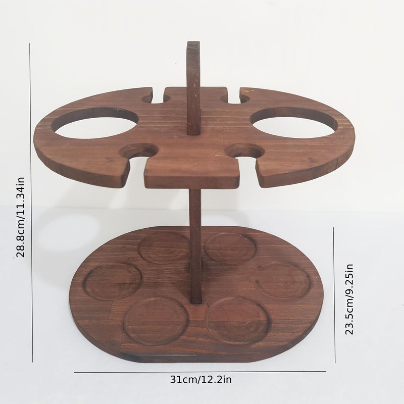 Wooden Wine Glass Display Stand Inverted Storage Carbonized Color 4 Bottle 4 Glass Capacity Space Saving Design For Home Bar Kitchen Dining Room Durable Painted Finish - Image 3