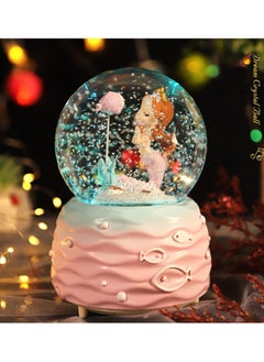 SYOSI Snow Globes, Mermaid Snowglobes with Musical, LED Lights, Glitter Display Decoration, Home Decor for Kids Room Essentials, Birthday Gift, Precious Keepsake, Cute Novelty Gifts and Collectibles (Pink)  - Image 1