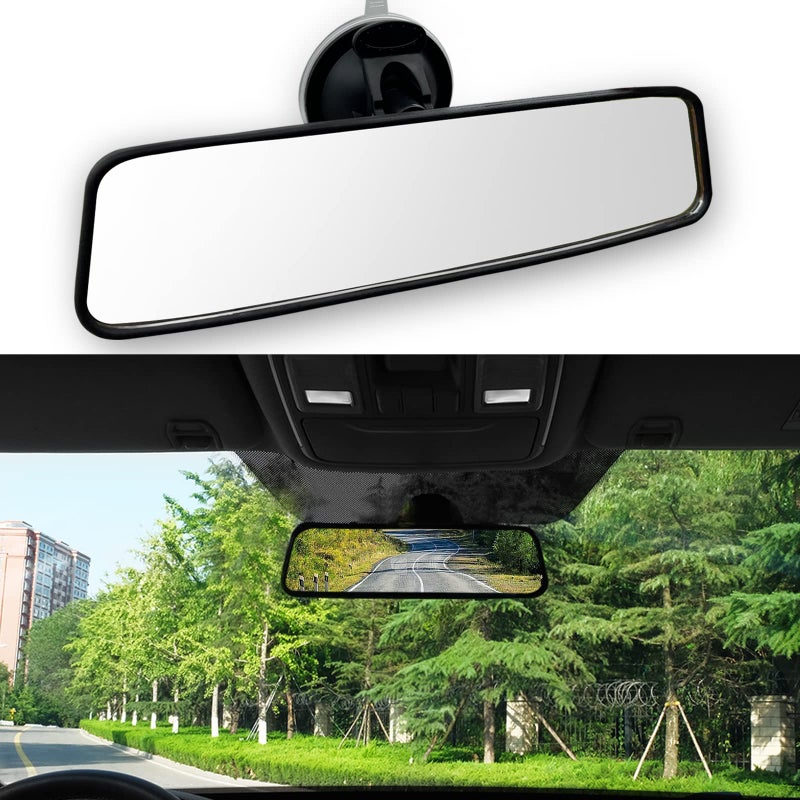 Rear View Mirror Universal Thickened Antiglare HD Car Interior Rearview Mirror Anti Glare Rear View Mirror with Suction Cup 360 Degrees Adjustable for Cars SUVs Trucks Vehicles
