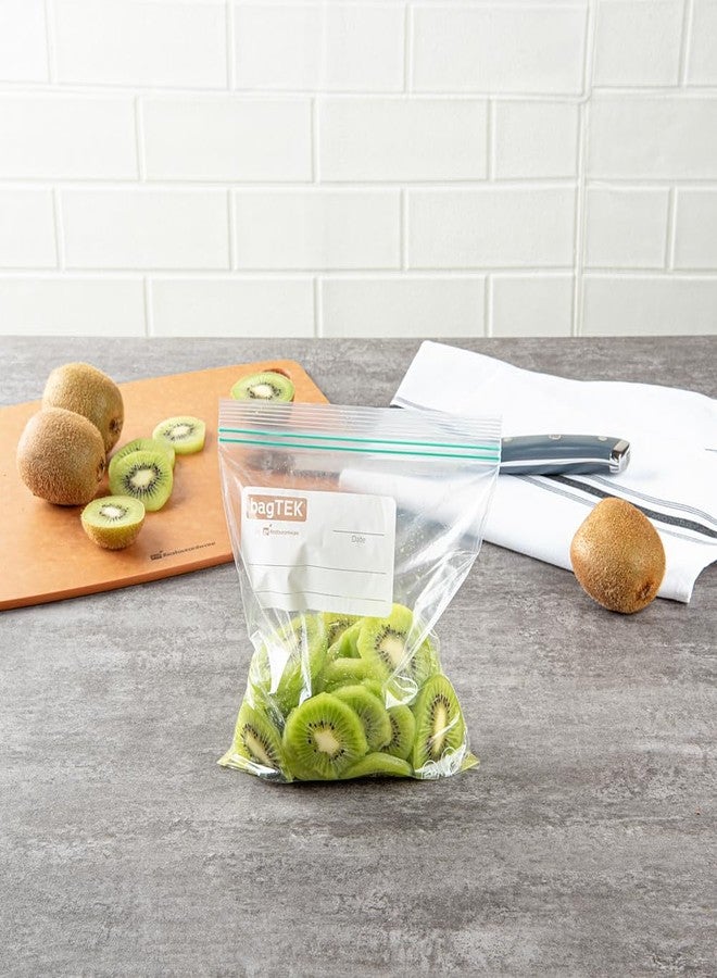 Restaurantware-Bag Tek 1 Quart Storage Zip Bags, 25 Disposable Zipper Pouch Bags - Double Zipper, Greaseproof, Clear Plastic Zip Bag, With Write-On-Label, For Food Organization And Storage - Image 5