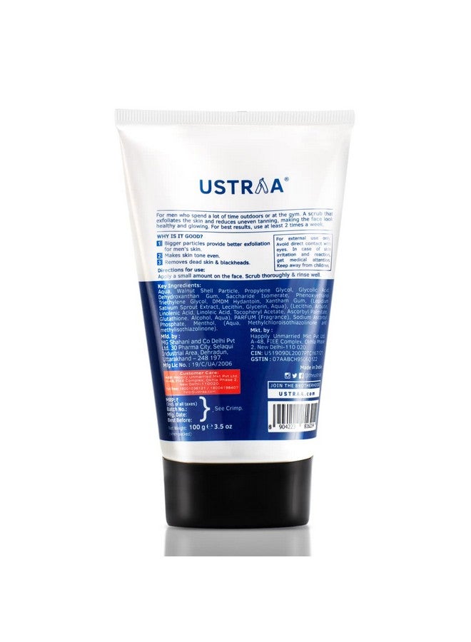 Ustraa Detan Face Scrub For Men 100G Exfoliation & Effective Tan Removal No Sls & Face Wash Acne Control With Neem & Charcoal 100G Oil Control Prevents Acne Keeps Face Nonoily No Sls - Image 4