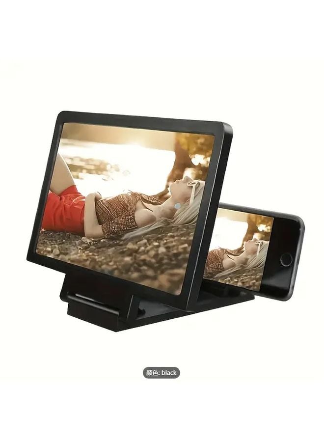 Black 3D Phone Screen Magnifier Dual Screen HD Portable Hands Free For Movies Gaming - Image 1