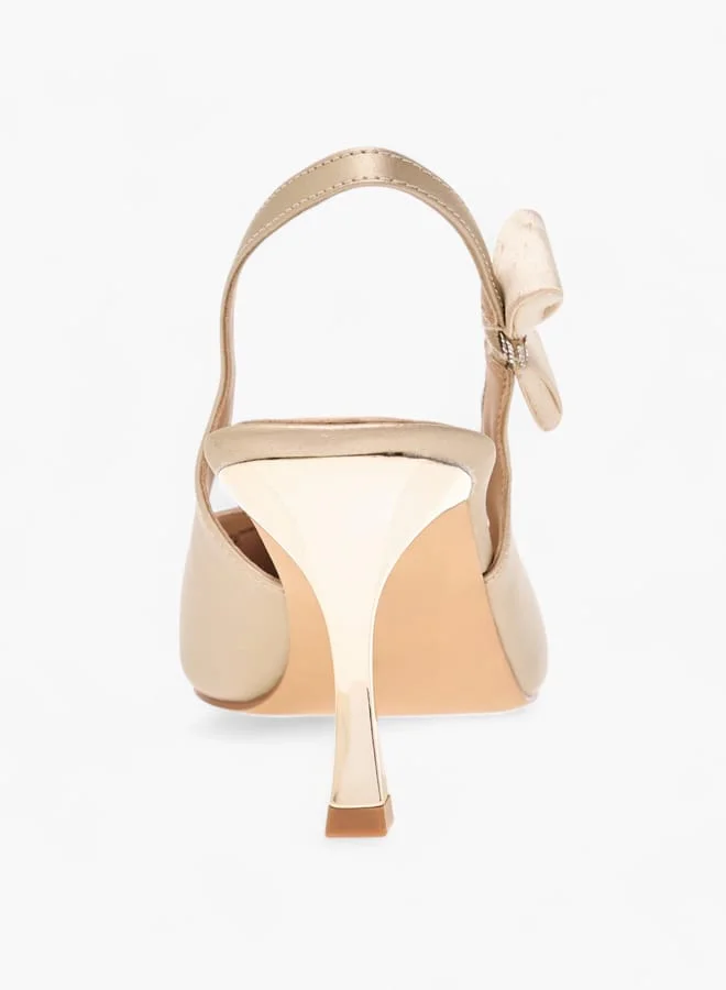Flora Bella By Shoexpress Women Bow Accent Slingback Shoes with Flared Heels