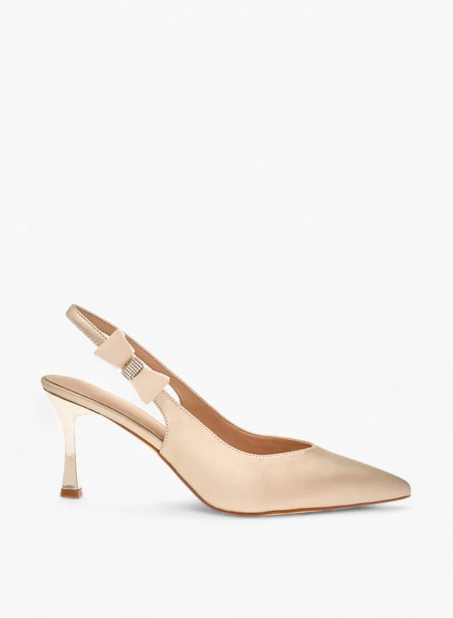 Flora Bella By Shoexpress Women Bow Accent Slingback Shoes with Flared Heels