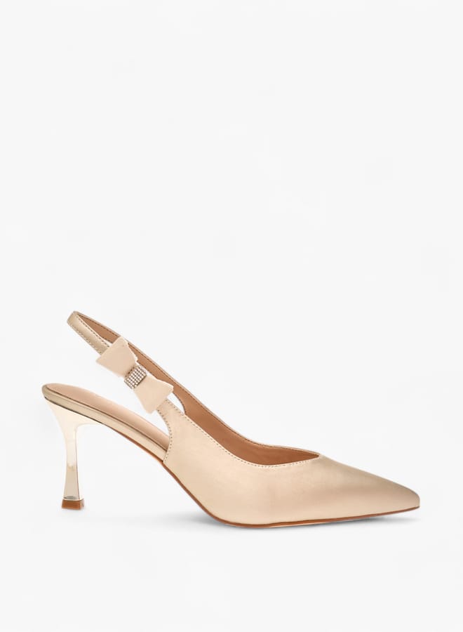 Flora Bella By Shoexpress Women Bow Accent Slingback Shoes with Flared Heels  - Image 3