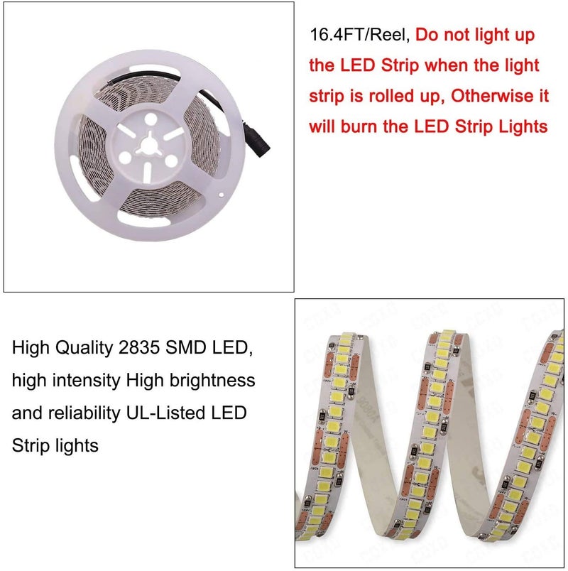 protium Single Color Day White (4000K) Strip,12V,Ip20,240 Led Per Meter ,5 meters - Image 3