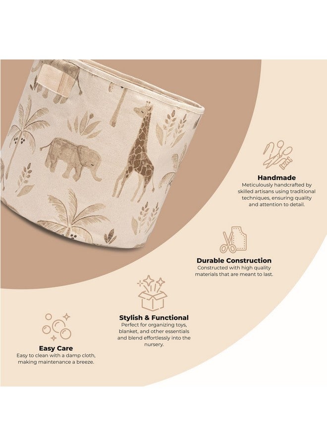 Crane Baby Safari Animal Nursery Storage Basket, Collapsible Fabric Toy Bin, Jungle Themed Organizer for Playroom, Gender Neutral Decor Safari Animal 13 x 12 Inches - Image 2