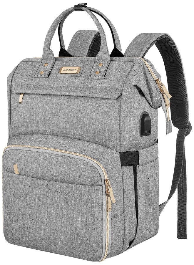 JCDOBEST Lunch Bag Backpack, Insulated Cooler Backpack Lunch Box Laptop Backpack with USB Port for Women Men, Grey, L - Image 1