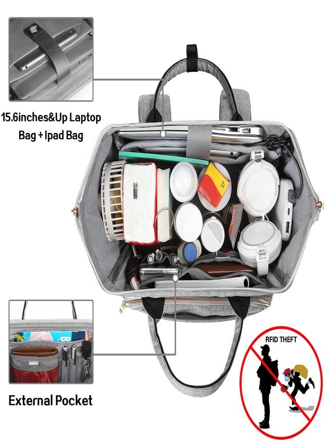 JCDOBEST Lunch Bag Backpack, Insulated Cooler Backpack Lunch Box Laptop Backpack with USB Port for Women Men, Grey, L - Image 4
