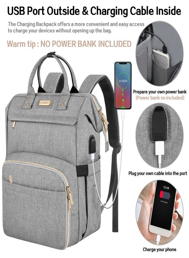 JCDOBEST Lunch Bag Backpack, Insulated Cooler Backpack Lunch Box Laptop Backpack with USB Port for Women Men, Grey, L - Image 2