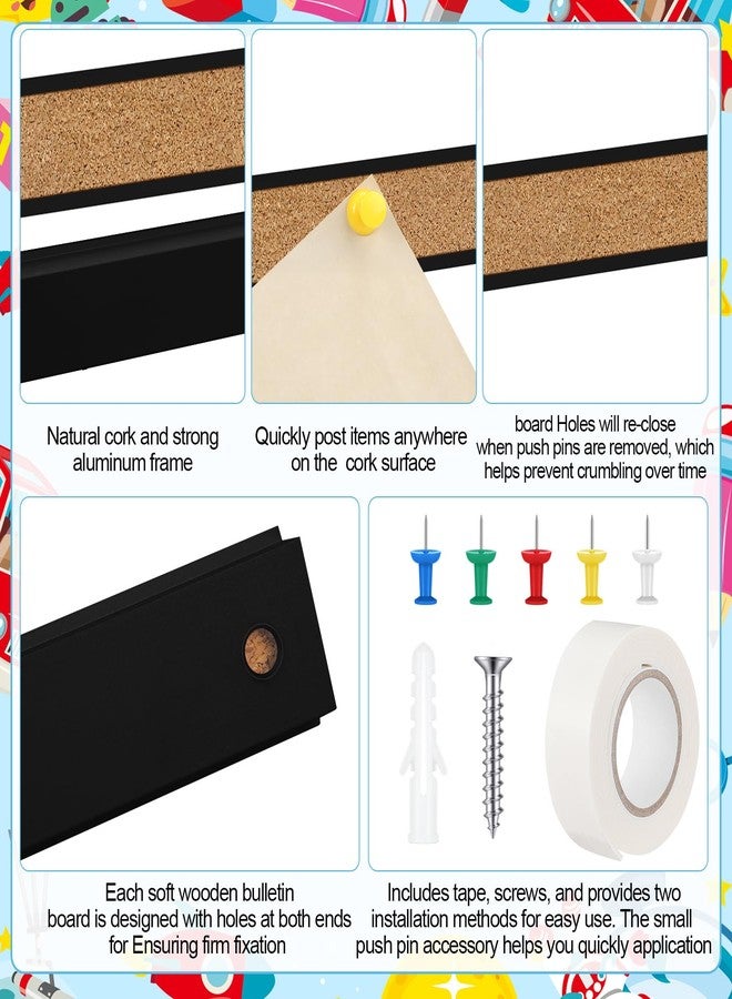 Threehoney 3 Pcs 36'' x 1" Cork Board Strips for Wall, Bulletin Bar, Tack Board With Aluminum Trim - Brown Cork Strips for Classroom, Office Walls, Cubicle - Image 3