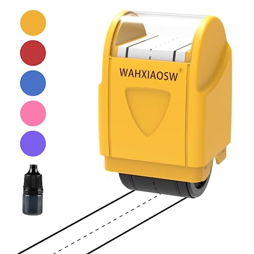 WAHXIAOSW Handwriting Lines Stamp Roller Self-Inking Line Rolling Stamps Handwriting Practice Tool for Teachers Kids Kindergarten (Yellow) - Image 1