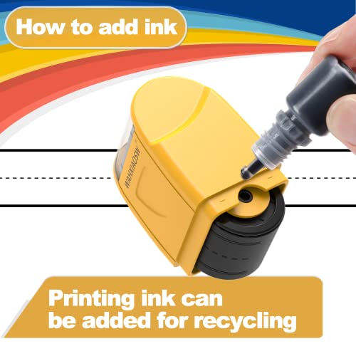 WAHXIAOSW Handwriting Lines Stamp Roller Self-Inking Line Rolling Stamps Handwriting Practice Tool for Teachers Kids Kindergarten (Yellow) - Image 3