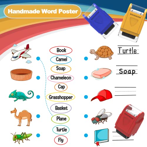 WAHXIAOSW Handwriting Lines Stamp Roller Self-Inking Line Rolling Stamps Handwriting Practice Tool for Teachers Kids Kindergarten (Yellow) - Image 4