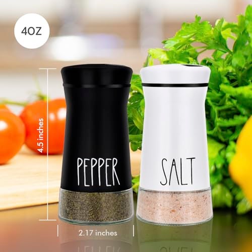 Aelga Farmhouse Salt and Pepper Shakers with Adjustable Pour Holes, Refillable Salt Shaker by Aelga, Ideal for Himalayan, Kosher, Black and White Pepper - Image 4