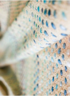 OJARIYA Polka Dot Blue Colored Premium Cotton Acrylic Handwoven Sofa Throw Blanket  - Image 3