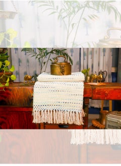 OJARIYA Polka Dot Blue Colored Premium Cotton Acrylic Handwoven Sofa Throw Blanket  - Image 2