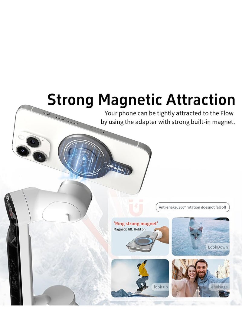 KASTWAVE ملحقات محول التركيب المغناطيسي المتوافقة، ملحقات مشبك حامل حلقي مغناطيسي، محول تركيب الهاتف/كاميرا الحركة، مثبت Gimbal للهواتف الذكية مع Insta360 Flow - Image 4