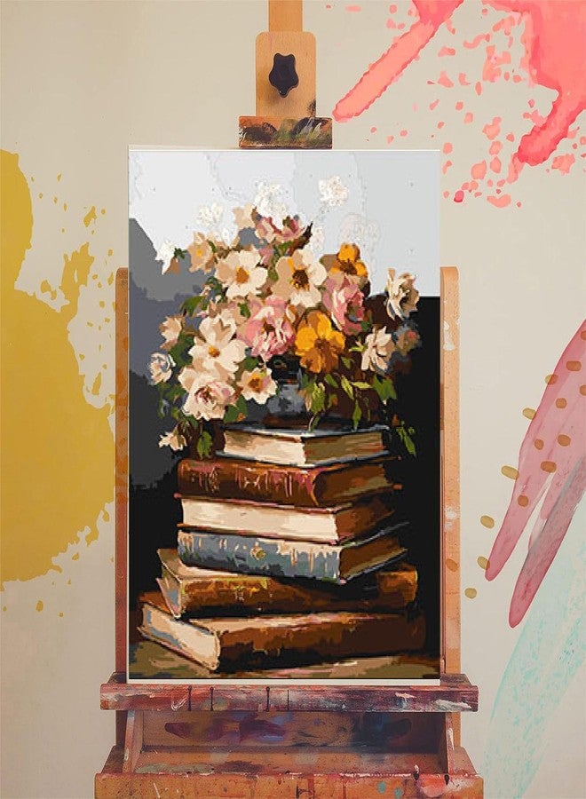 xackcme Book Paint by Numbers for Adults - Paint by Number Flowers on Canvas Without Frame, DIY Vintage Oil Painting for Gift Home Wall Decor (16x20 inch) - Image 3