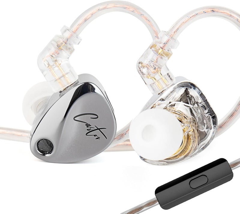 keephifi KZ Castor in Ear Monitor Headphones,Dual-Dynamic Driver Wired Earbuds, HiFi Improved Bass in-Ear Earphone Sound Tuning Noise Isolating IEM,2PIN Detachable Cable (Silver, with Mic) - Image 1