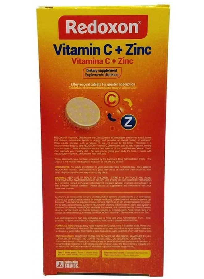 Redoxon Vitamin C Tablets | Orange Flavor, Effervescent Double Action Supplement of Vitamin C and Zinc for Immune System Support, Healthier Lifestyle, and More Energy; 3-Pack of 20 Tablets - Image 2