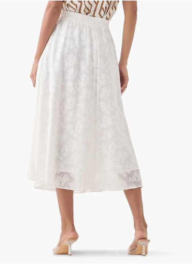 2Xtremz 2Xtremz Lace A-Line Midi Skirt with Zip Closure
