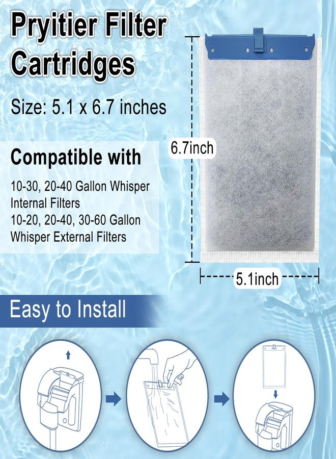 Pryitier 16 Pack Filter Cartridge Compatible with Whisper Filters 20i,40i/IQ20,30,45,60/PF20,30,40,60 and ReptoFilter, Large Aquarium Replacement Filter Cartridges for Fish Tank - Image 2