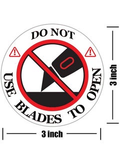 Remarkable Do Not Use Blades To Open Warning Labelsstickers, 3 Round Redwhiteblack Warning Sticker, For Shipping, Handling, Packing, And Moving(300 Labels)  - Image 2