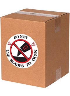 Remarkable Do Not Use Blades To Open Warning Labelsstickers, 3 Round Redwhiteblack Warning Sticker, For Shipping, Handling, Packing, And Moving(300 Labels)  - Image 3