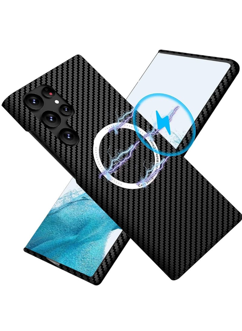 Aookay - Case for Samsung Galaxy S25 Ultra Case, Ultra Slim Carbon Fiber Texture Case, Galaxy S25 Ultra 5G Thin Hard PC Magnetic Protective Case (Black) - Image 1