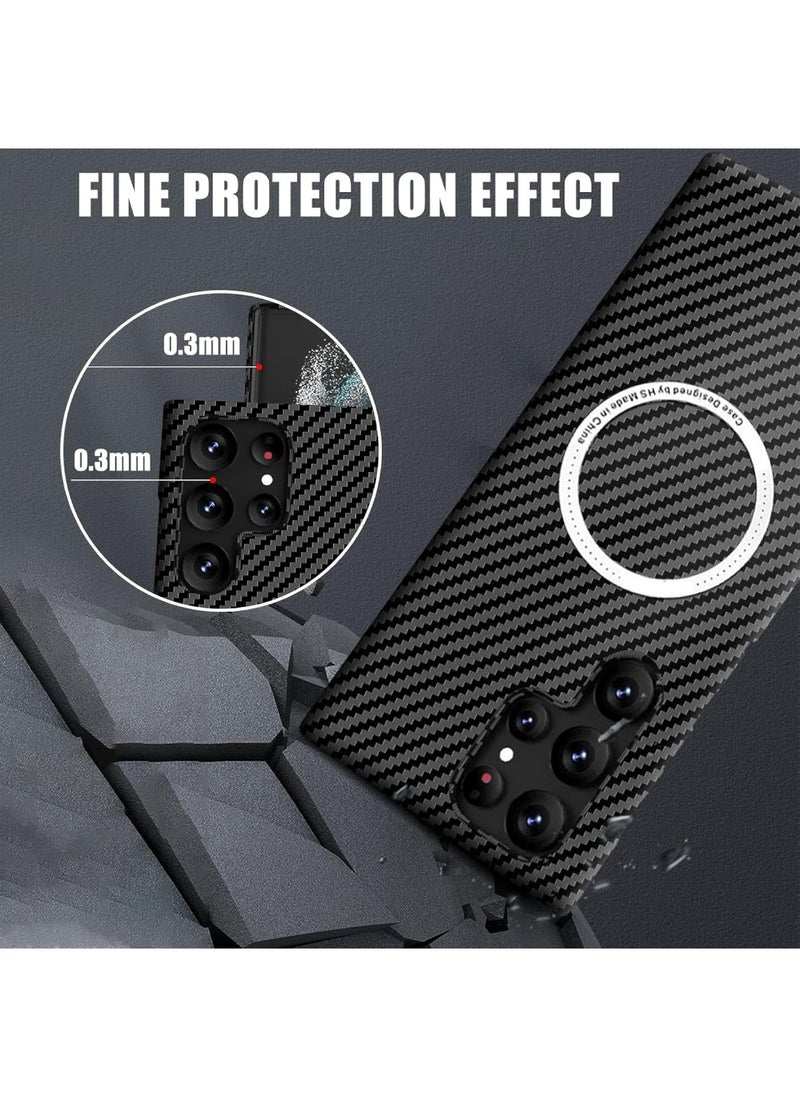 Aookay - Case for Samsung Galaxy S25 Ultra Case, Ultra Slim Carbon Fiber Texture Case, Galaxy S25 Ultra 5G Thin Hard PC Magnetic Protective Case (Black) - Image 1