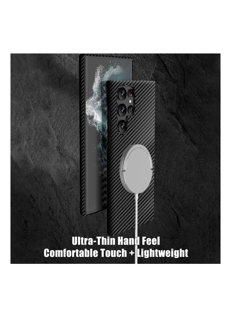 Aookay - Case for Samsung Galaxy S25 Ultra Case, Ultra Slim Carbon Fiber Texture Case, Galaxy S25 Ultra 5G Thin Hard PC Magnetic Protective Case (Black) - Image 1