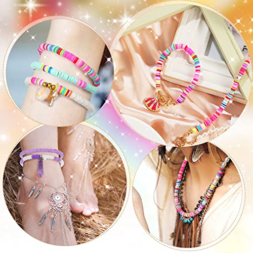 Jadive 22800 Pieces 60 Strands Polymer Clay Beads 6 mm Round Flat Beads for Bracelets Necklace Jewelry Making DIY Crafts, Assorted Colors - Image 4