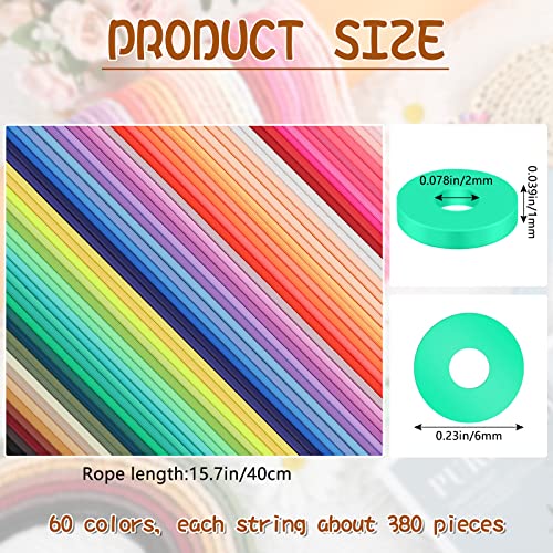 Jadive 22800 Pieces 60 Strands Polymer Clay Beads 6 mm Round Flat Beads for Bracelets Necklace Jewelry Making DIY Crafts, Assorted Colors - Image 2