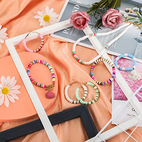 Jadive 22800 Pieces 60 Strands Polymer Clay Beads 6 mm Round Flat Beads for Bracelets Necklace Jewelry Making DIY Crafts, Assorted Colors - Image 5