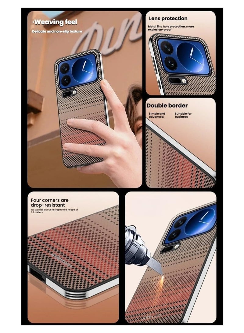 general Protective Case Compatible with Xiaomi 17 Pro Drop-Resistant Durable Woven Fiber Lens Cover Hard Phone Protective Case - Image 4